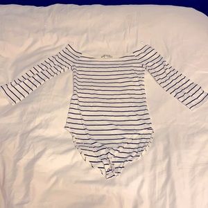 Express Off The Shoulder Stripe Bodysuit